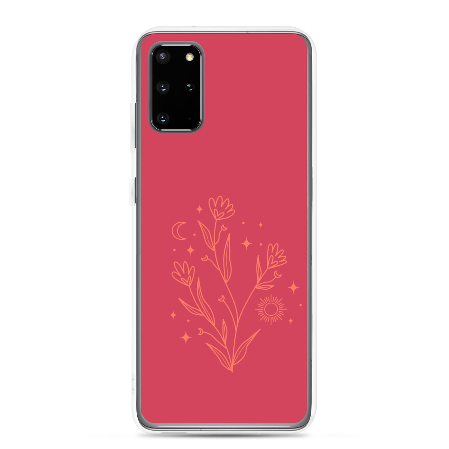 abstract Samsung phone case flowers on red Bg