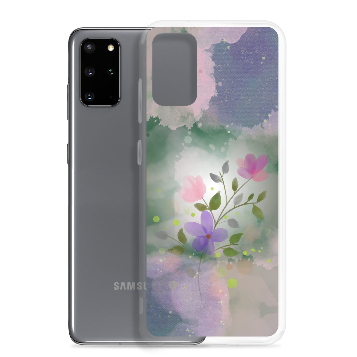 abstract Samsung phone case, flowers on mixed colour Bg