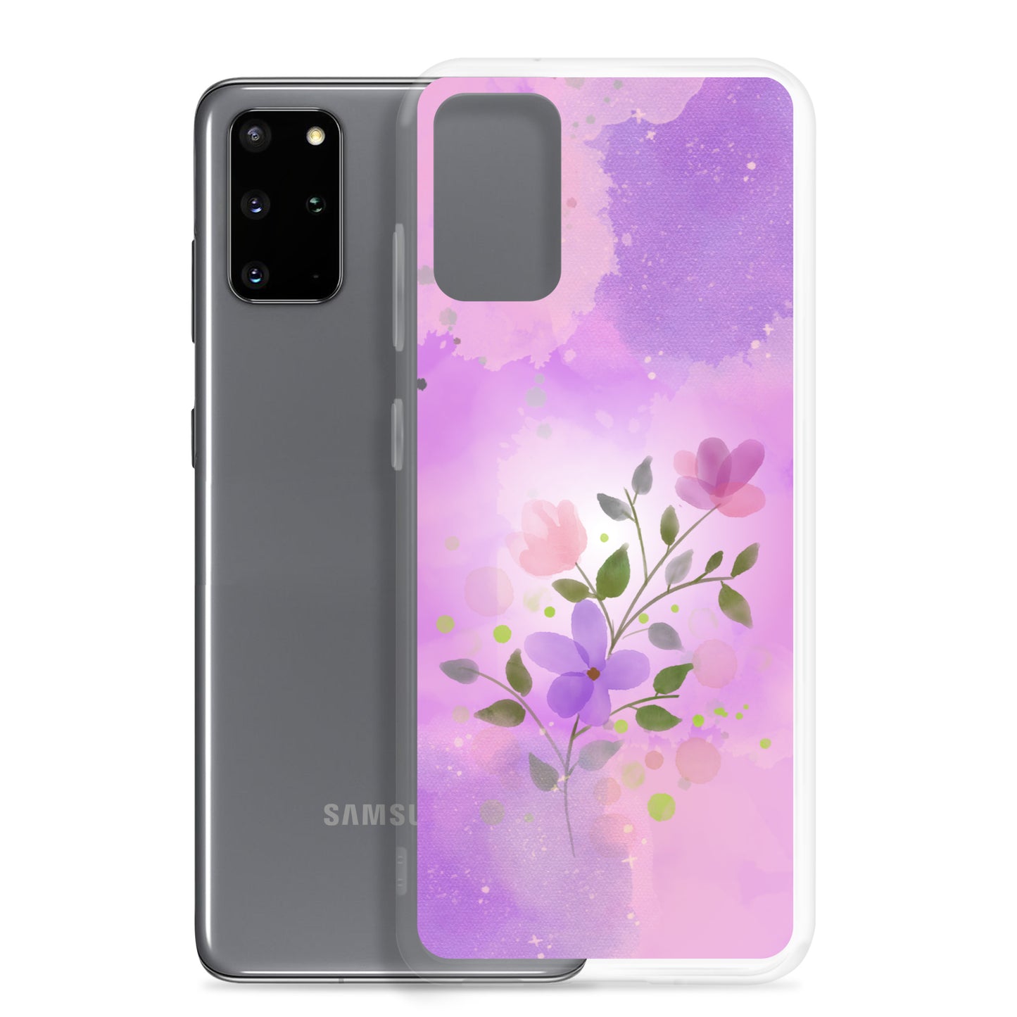 abstract Samsung phone case, flowers on pink Bg