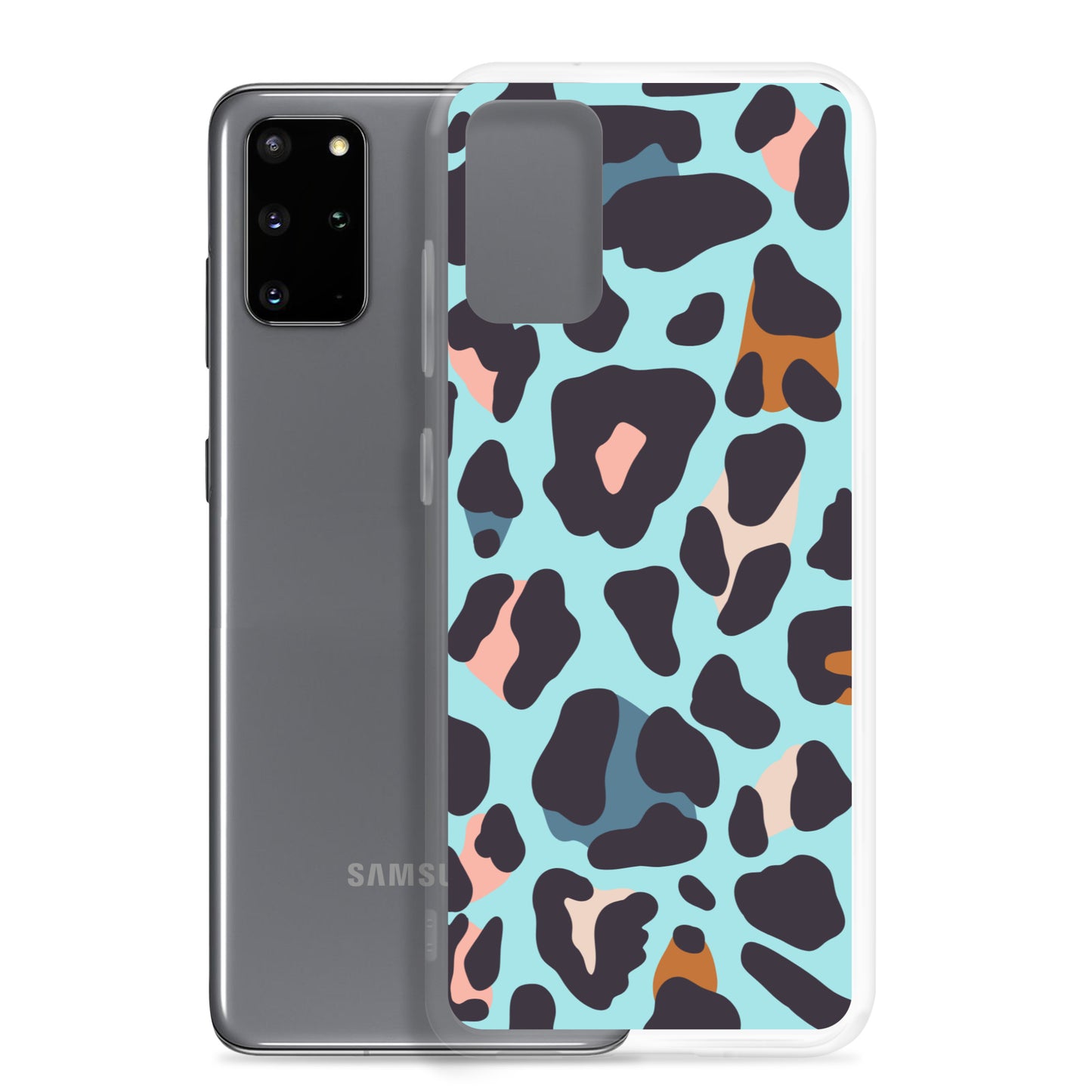 abstract Samsung phone case blue leopard print