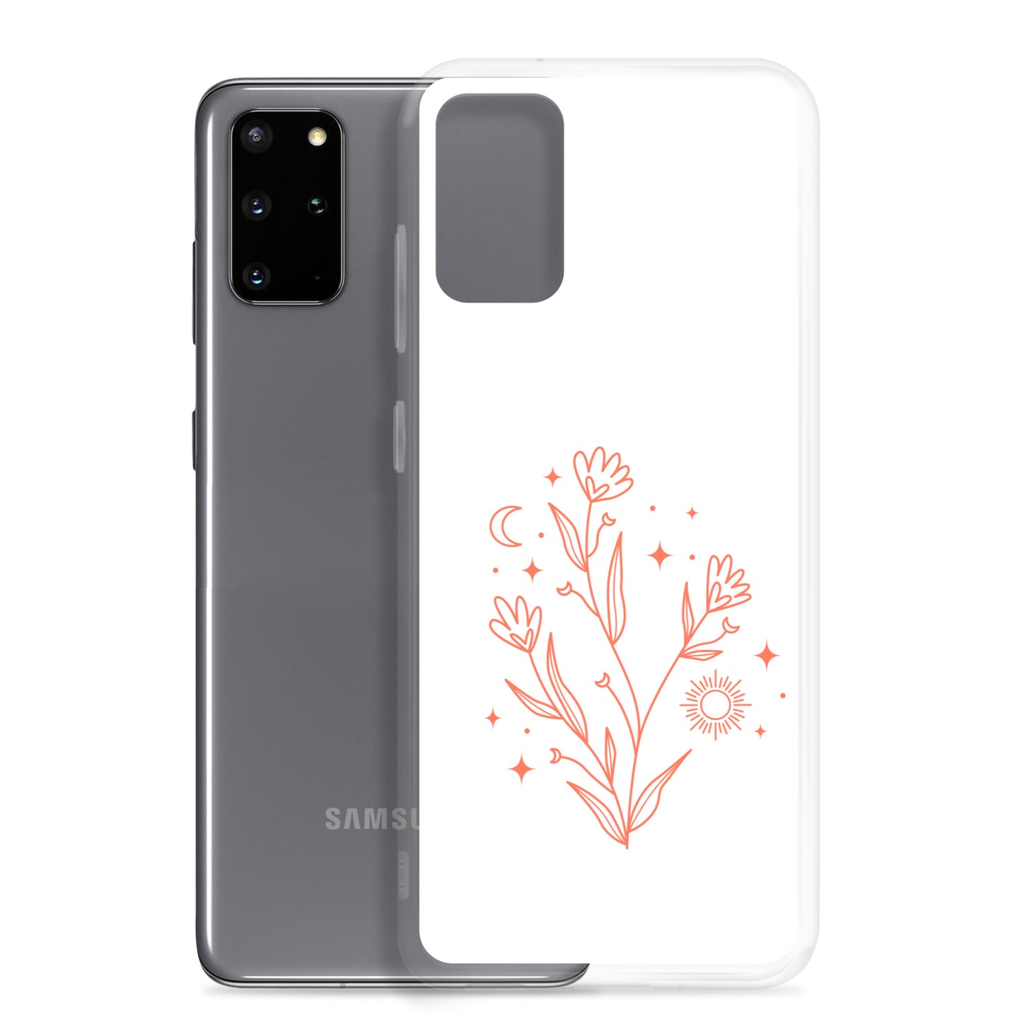 abstract Samsung phone case flowers on white Bg