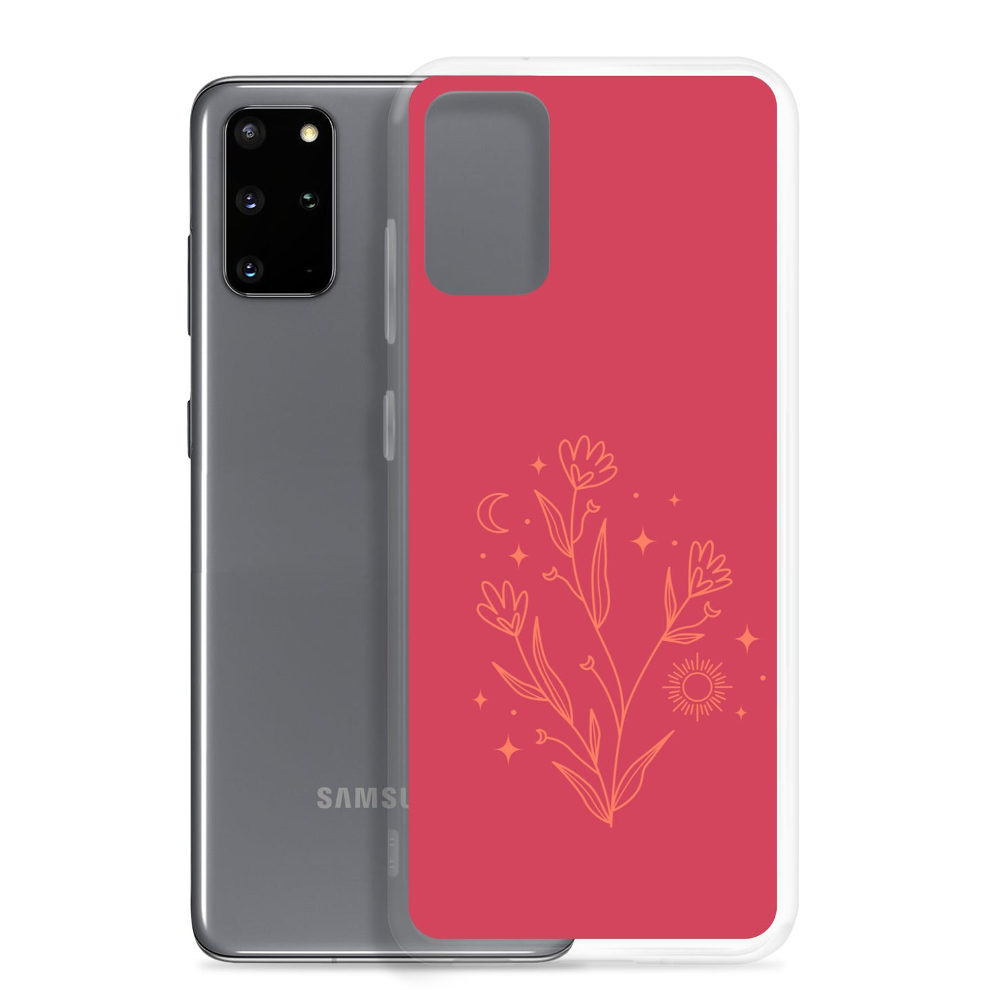 abstract Samsung phone case flowers on red Bg