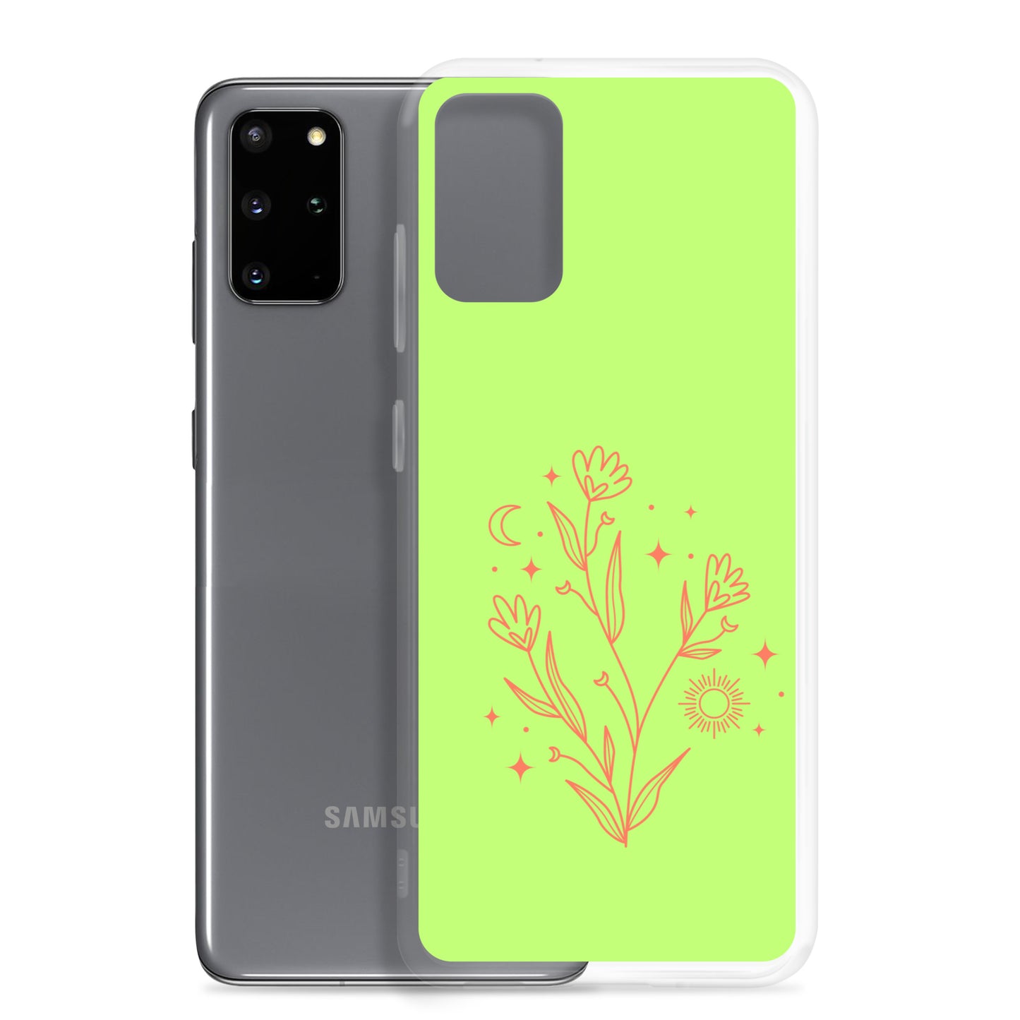 abstract Samsung phone case on a light green Bg