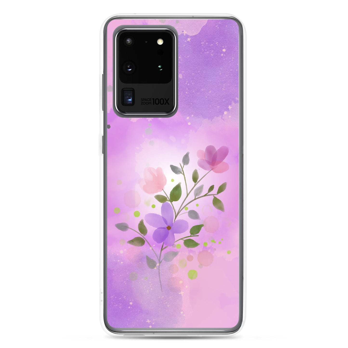 abstract Samsung phone case, flowers on pink Bg