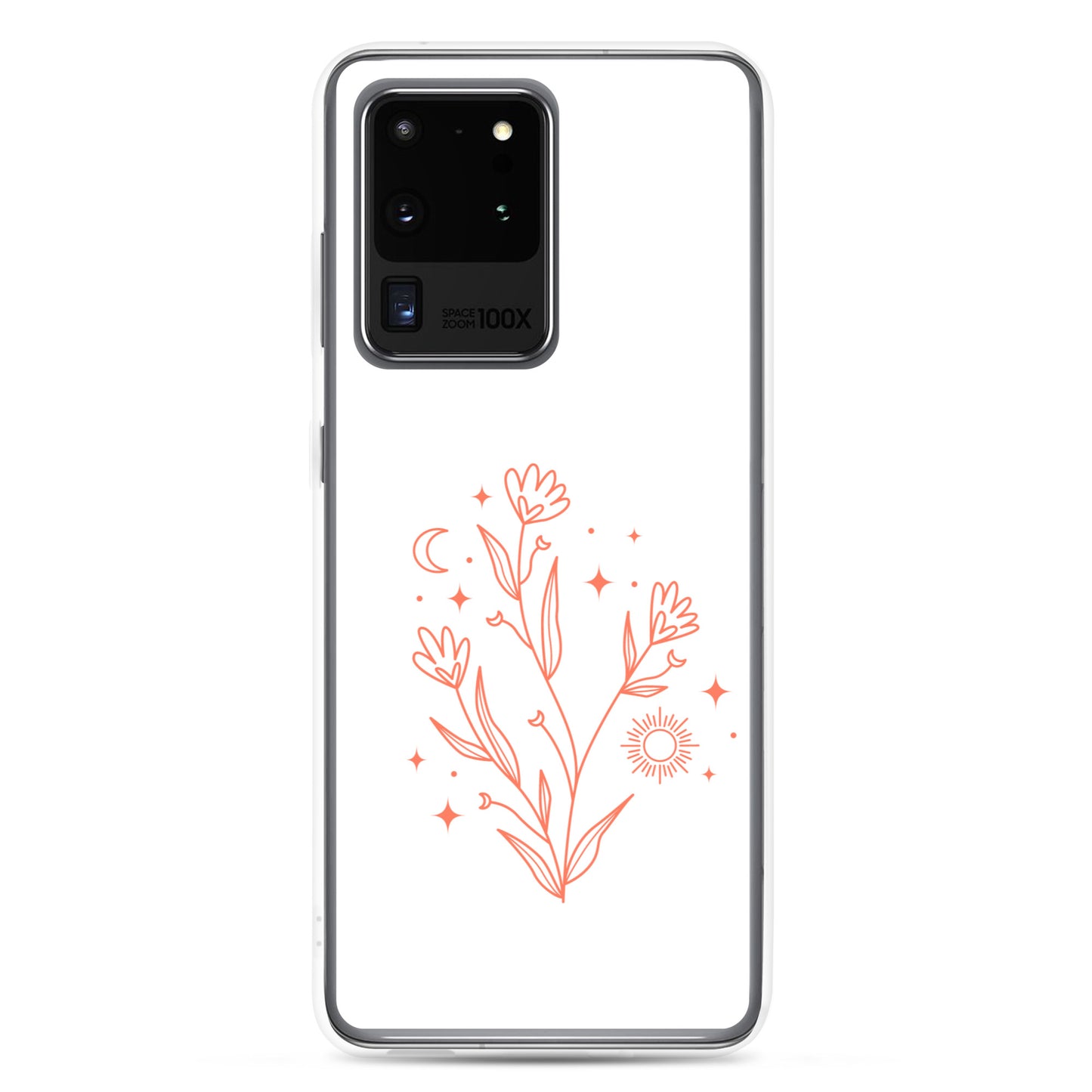 abstract Samsung phone case flowers on white Bg