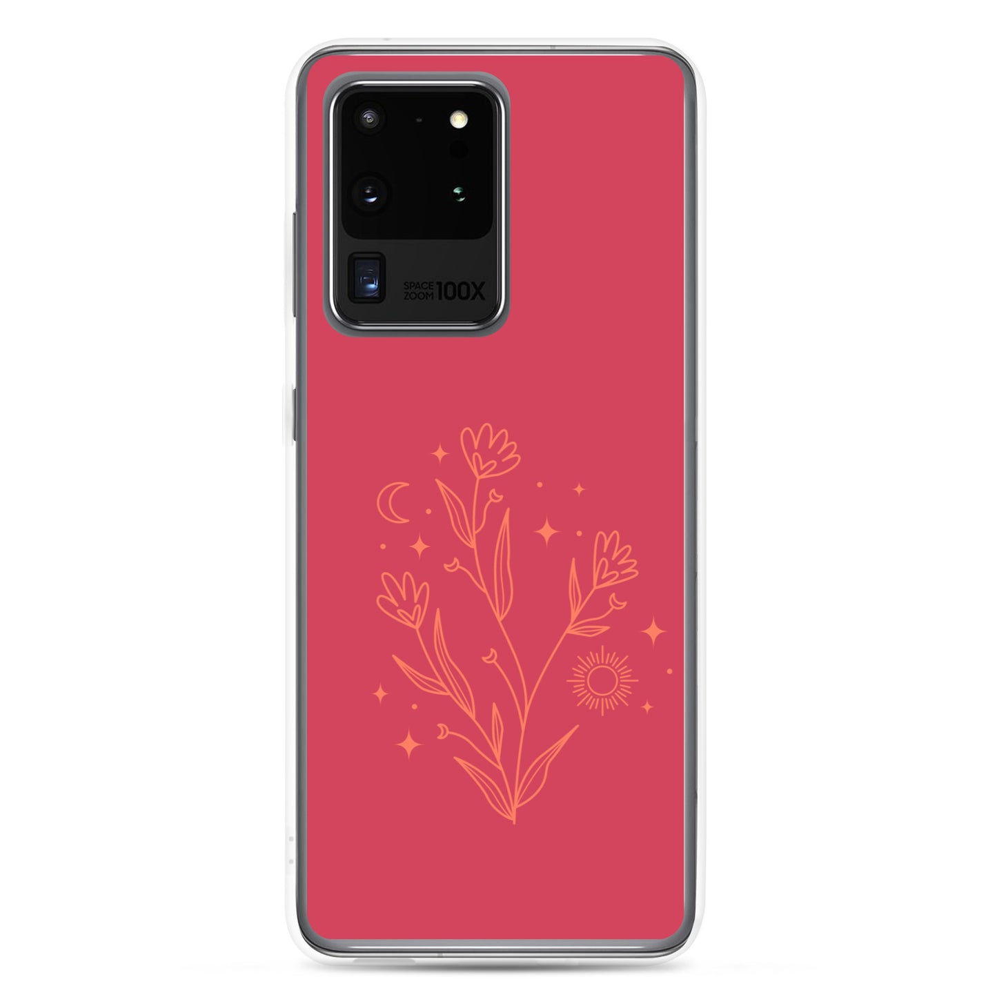 abstract Samsung phone case flowers on red Bg