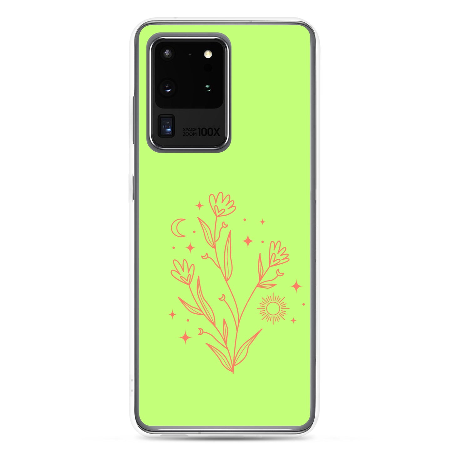 abstract Samsung phone case on a light green Bg