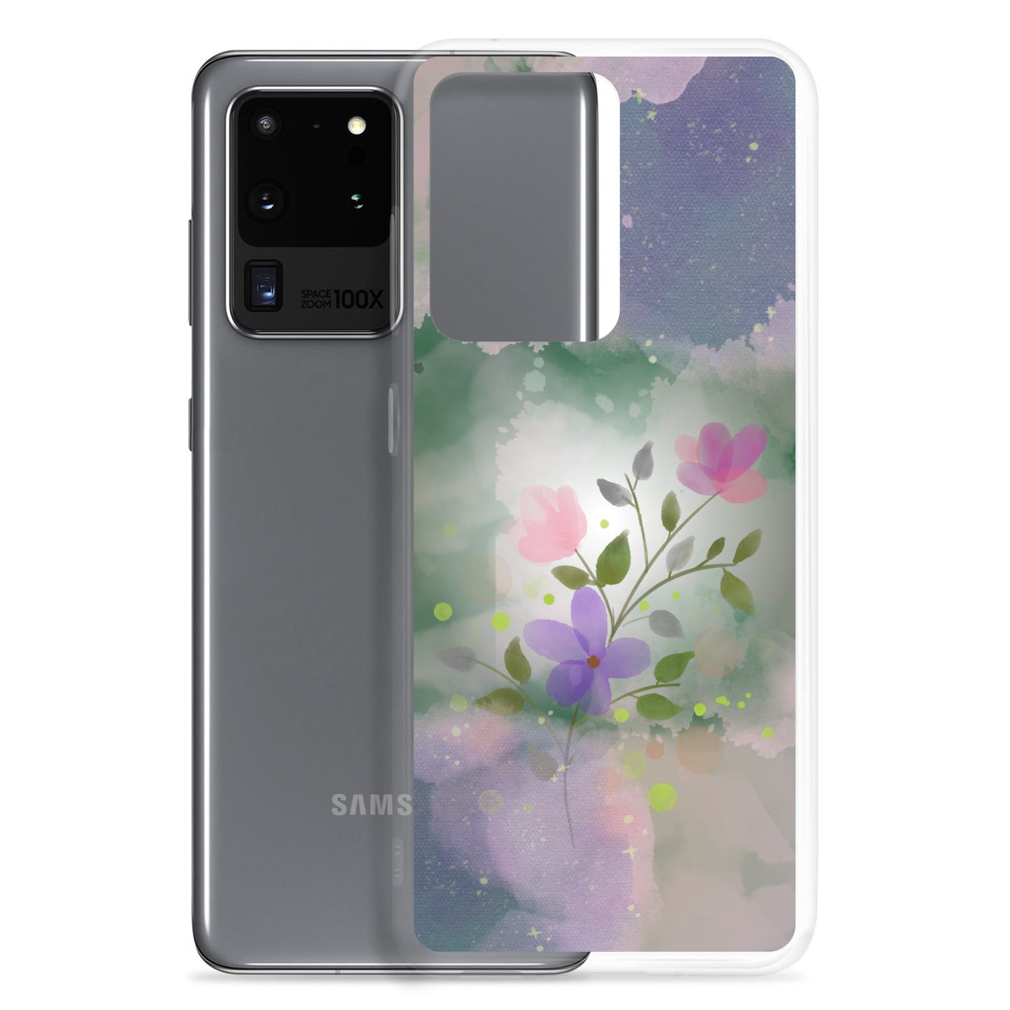 abstract Samsung phone case, flowers on mixed colour Bg