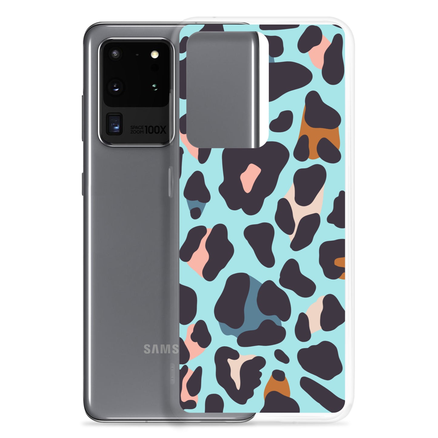 abstract Samsung phone case blue leopard print