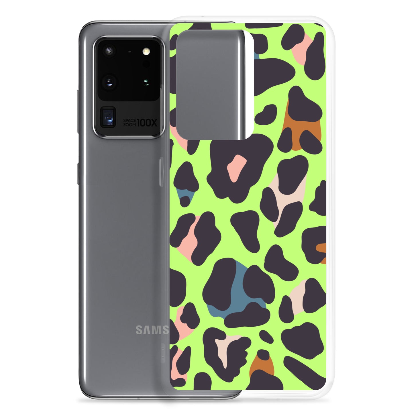 abstract Samsung phone case green leopard print