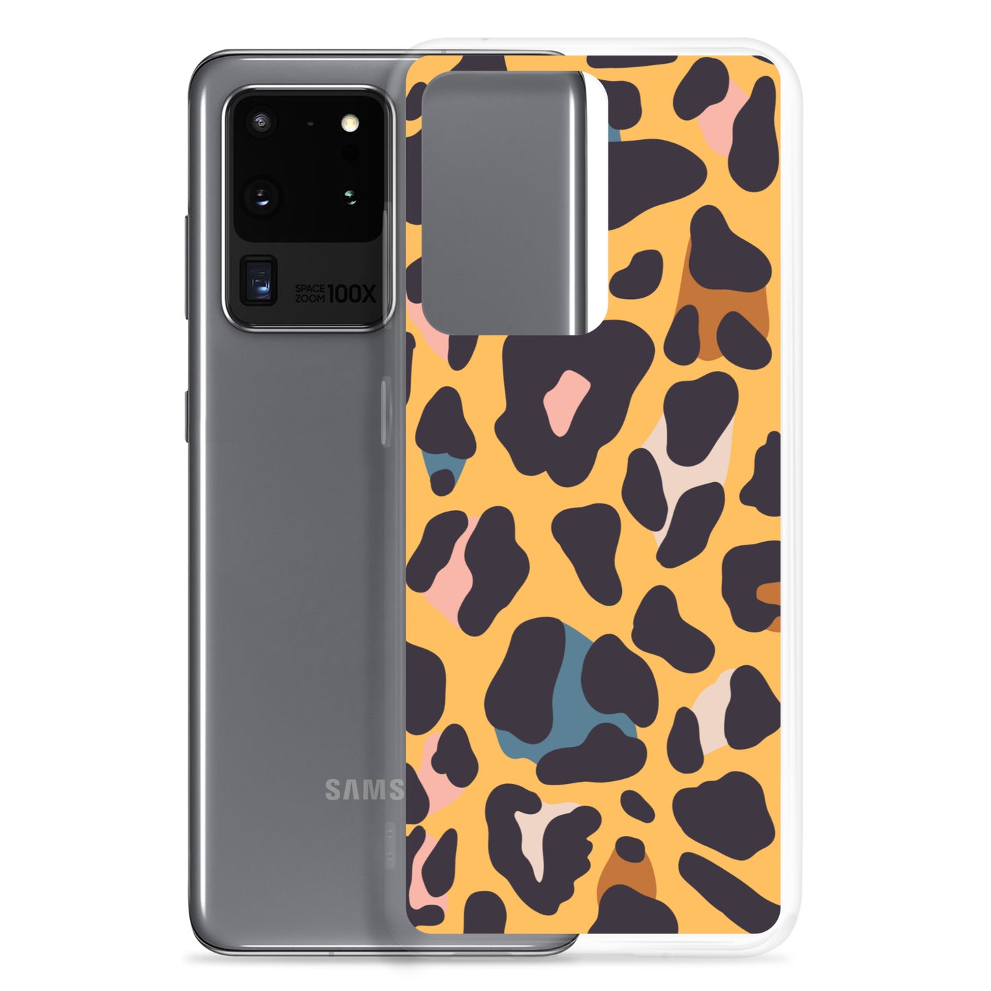 abstract Samsung phone case orange leopard print