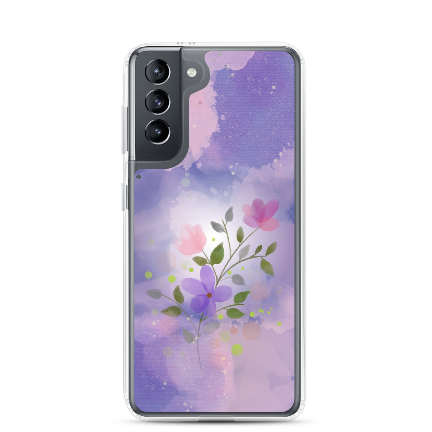 abstract Samsung phone case, flowers on a lilac Bg