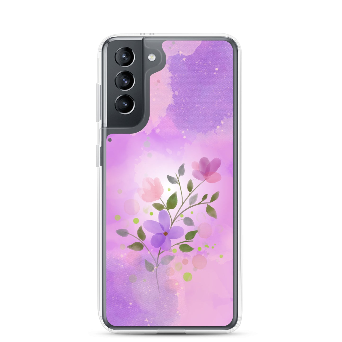 abstract Samsung phone case, flowers on pink Bg