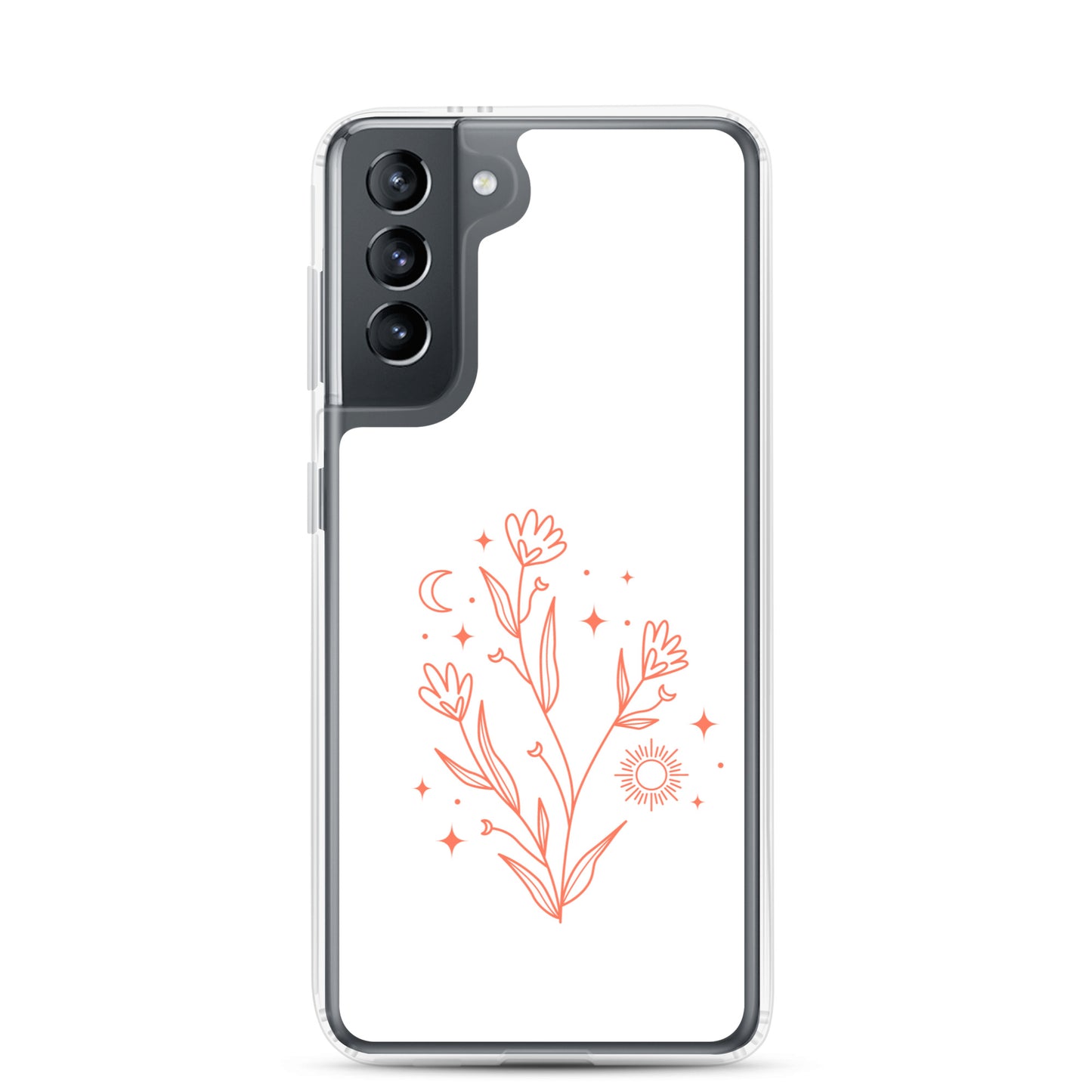 abstract Samsung phone case flowers on white Bg