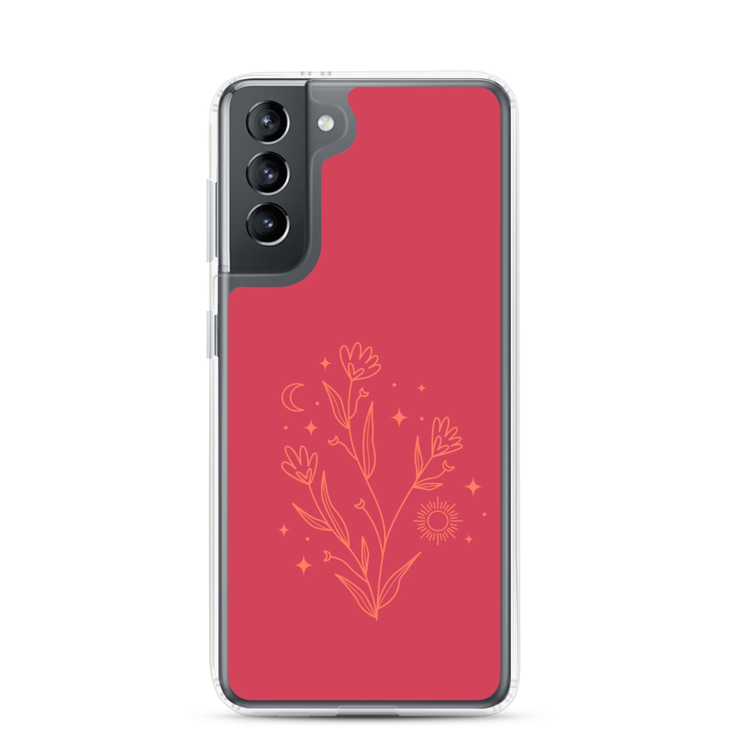 abstract Samsung phone case flowers on red Bg