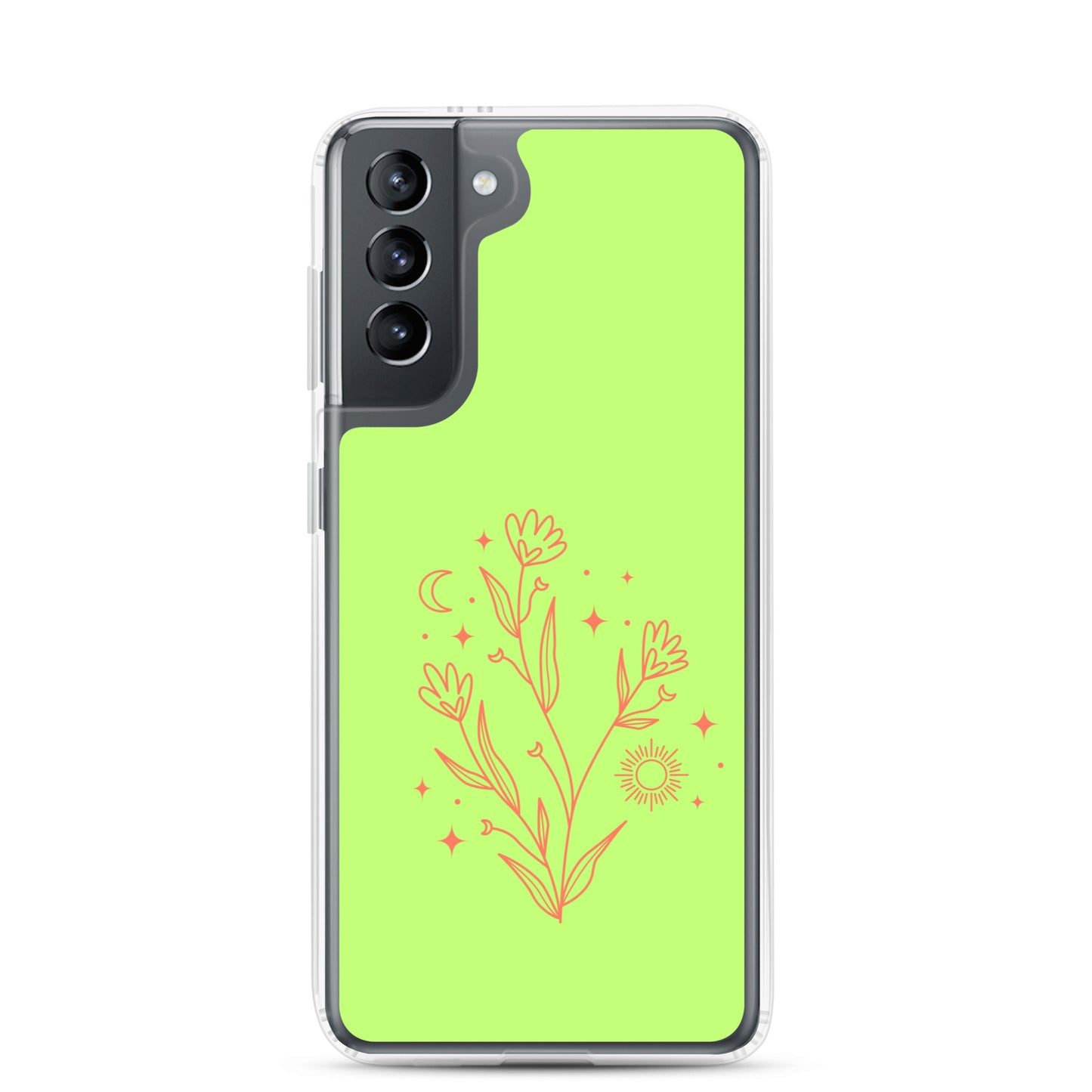 abstract Samsung phone case on a light green Bg