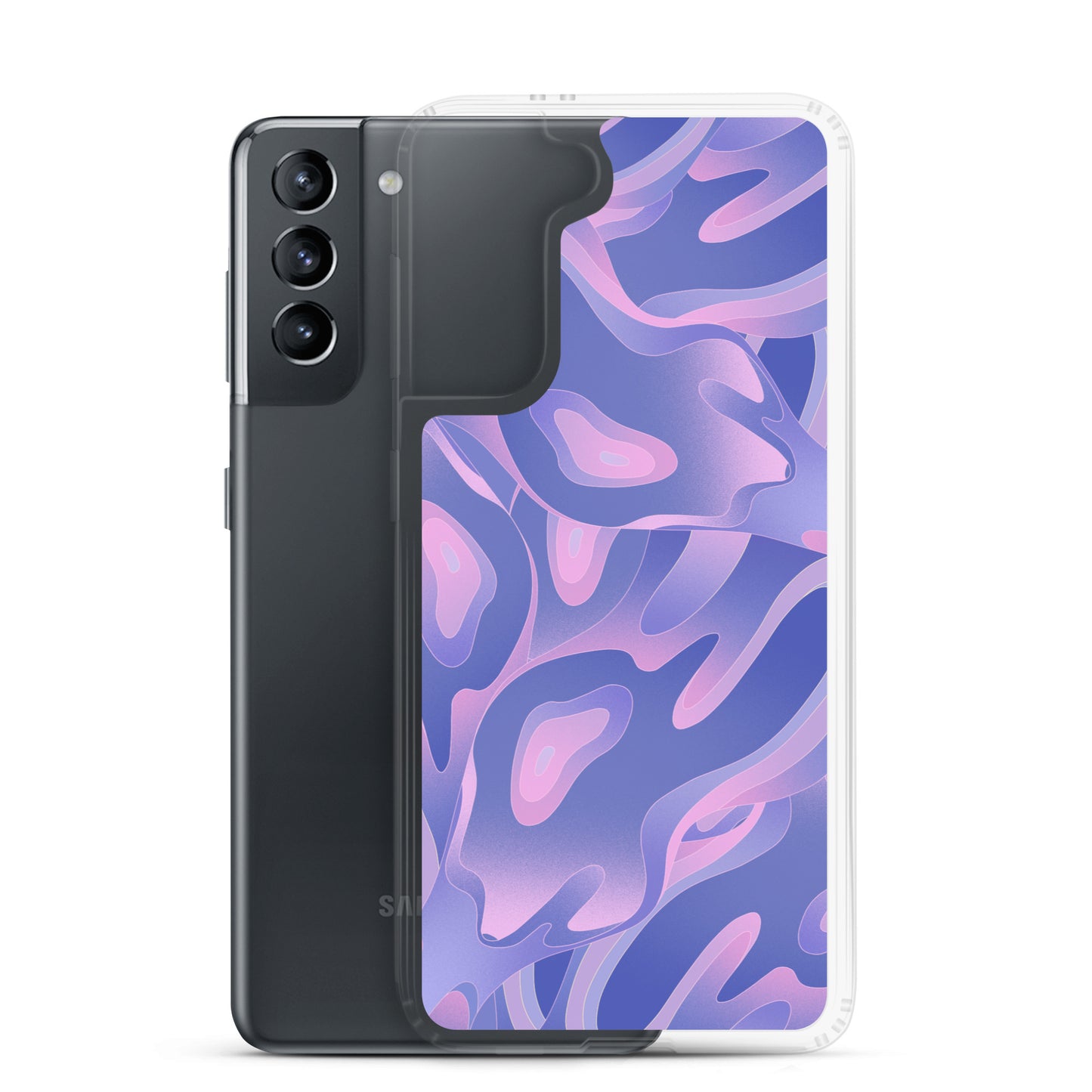 Abstract Samsung phone case, purple/violet waves