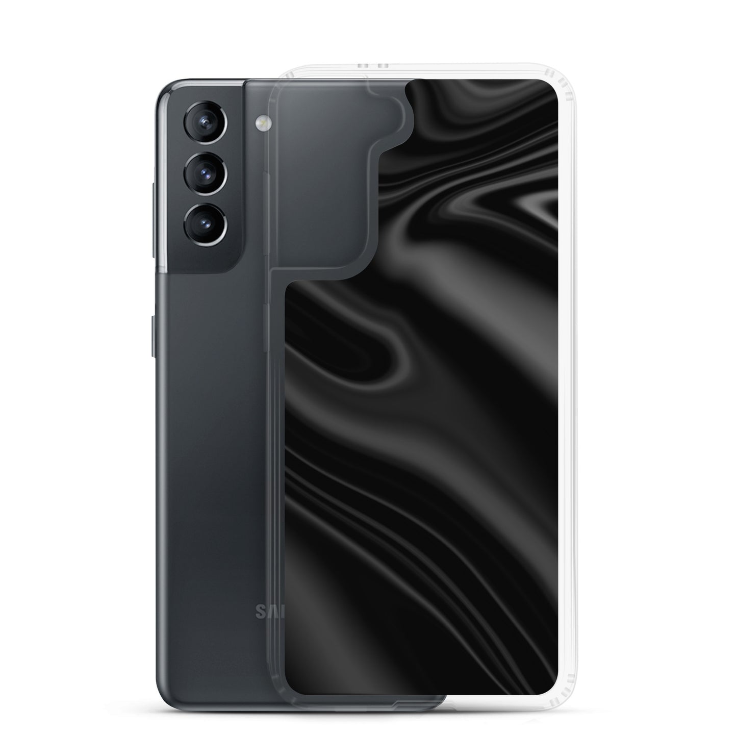 abstract Samsung phone case black waves