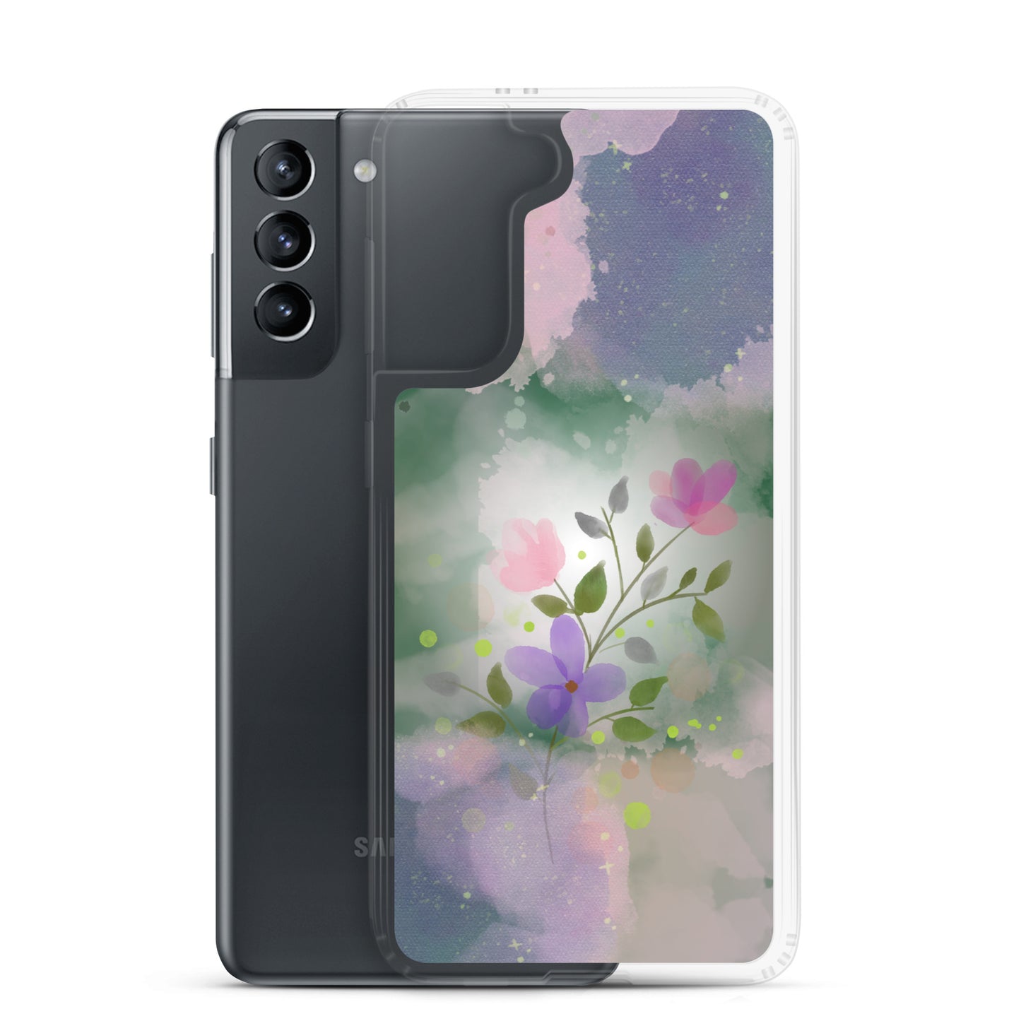 abstract Samsung phone case, flowers on mixed colour Bg