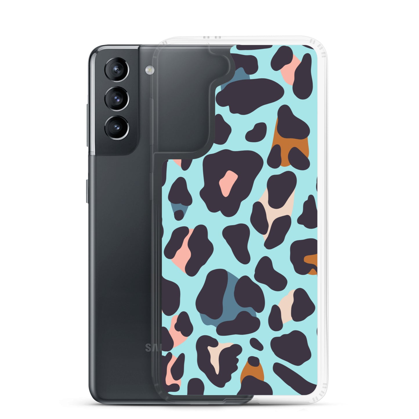 abstract Samsung phone case blue leopard print