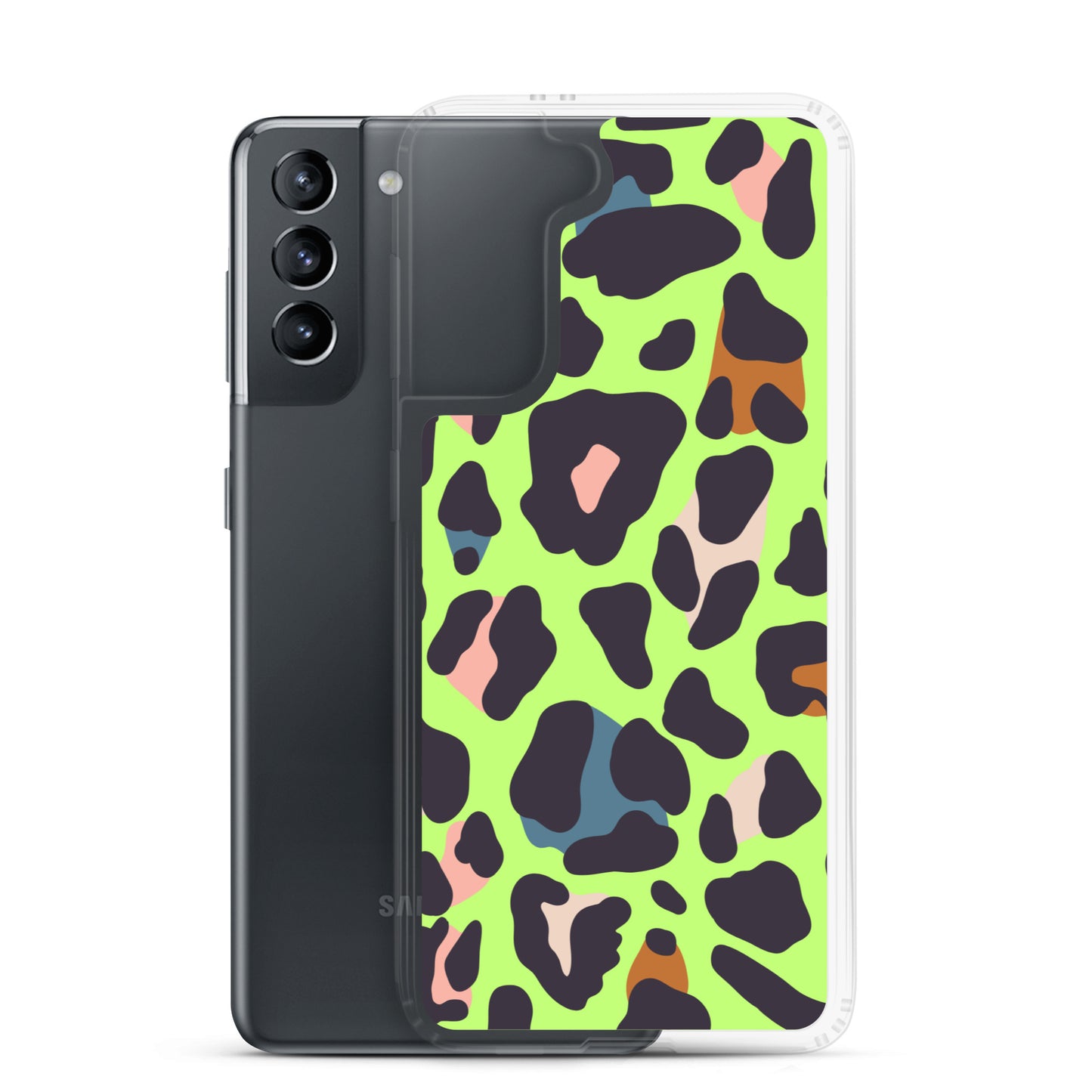 abstract Samsung phone case green leopard print