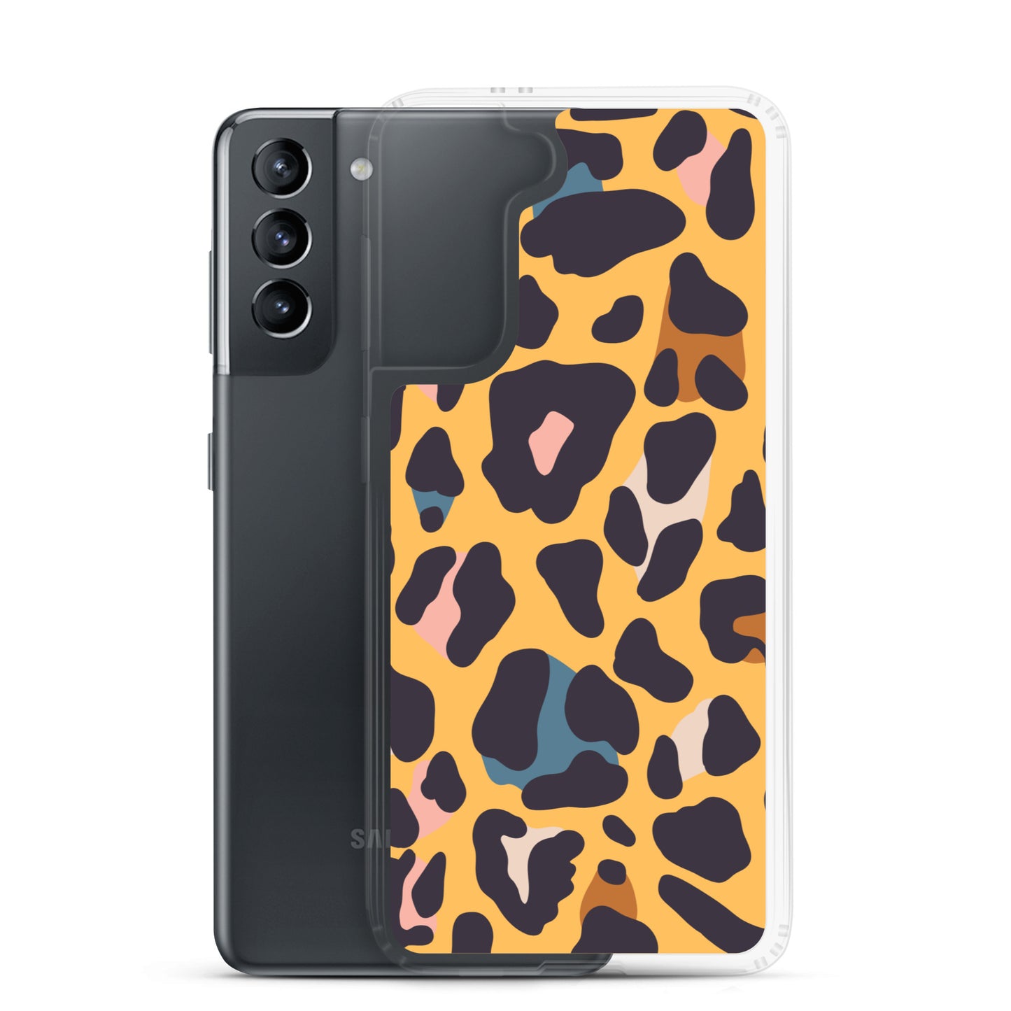 abstract Samsung phone case orange leopard print