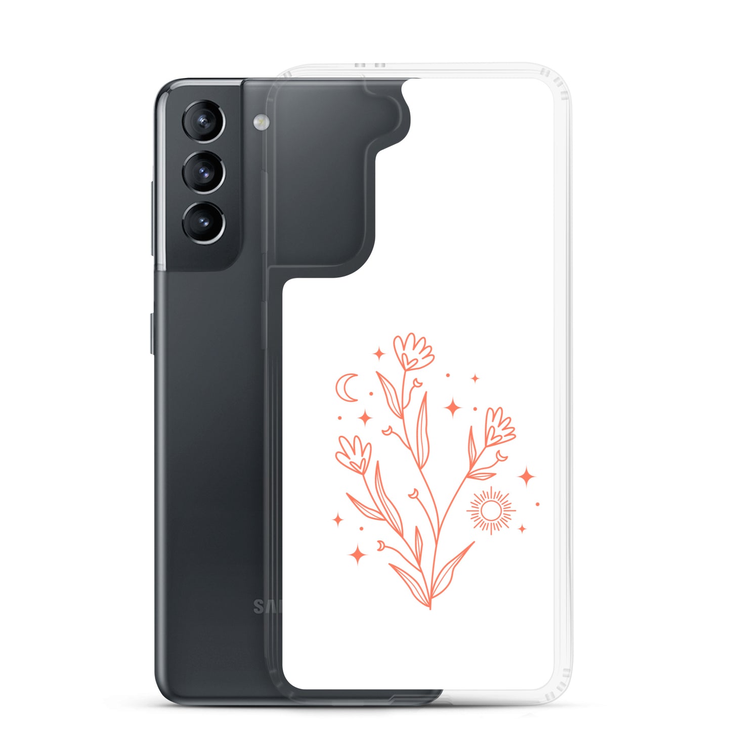 abstract Samsung phone case flowers on white Bg