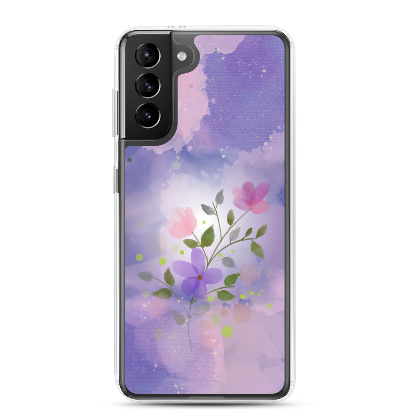 abstract Samsung phone case, flowers on a lilac Bg