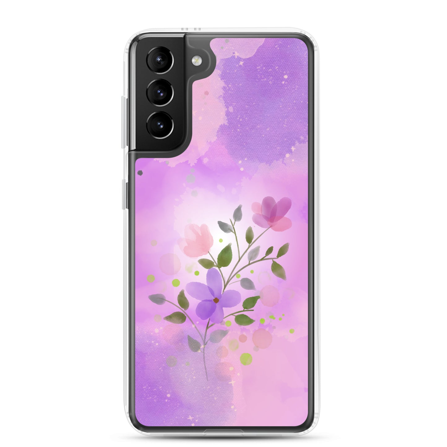 abstract Samsung phone case, flowers on pink Bg