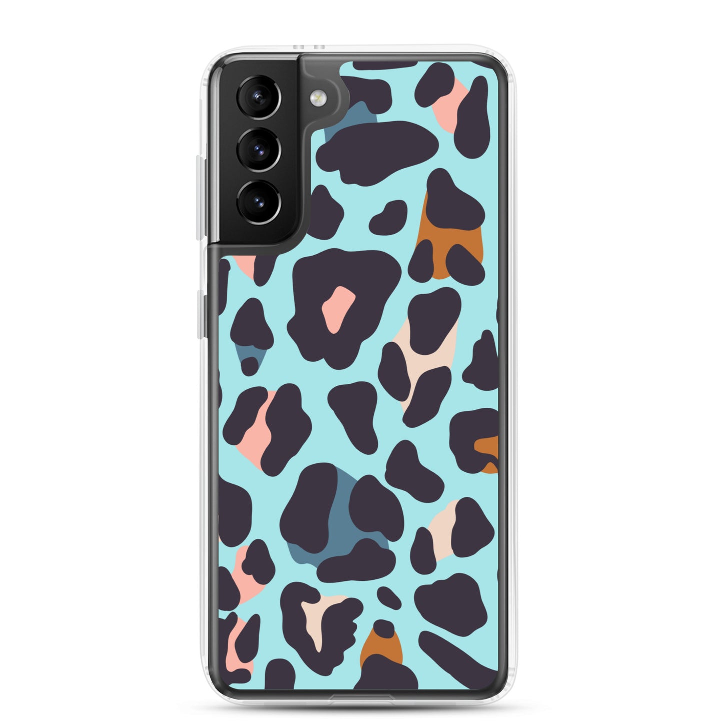 abstract Samsung phone case blue leopard print