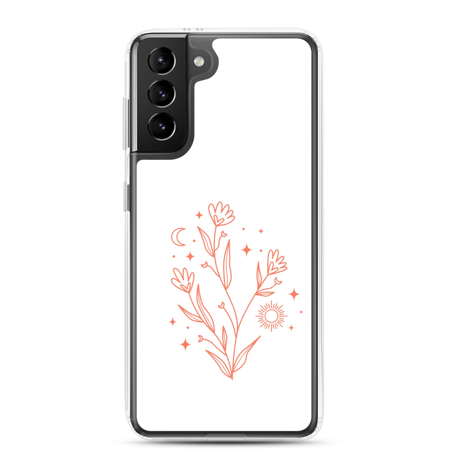 abstract Samsung phone case flowers on white Bg