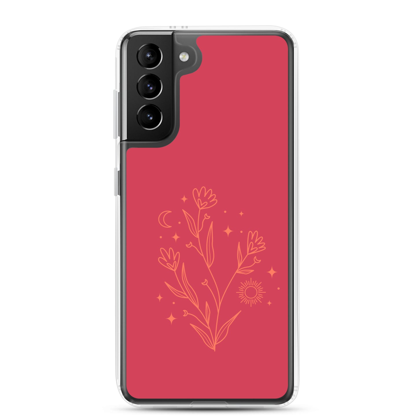 abstract Samsung phone case flowers on red Bg