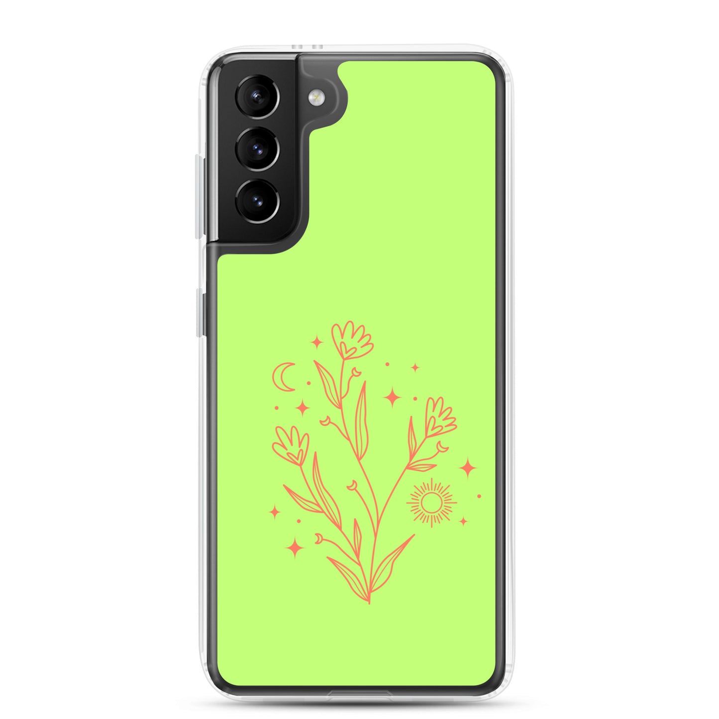 abstract Samsung phone case on a light green Bg