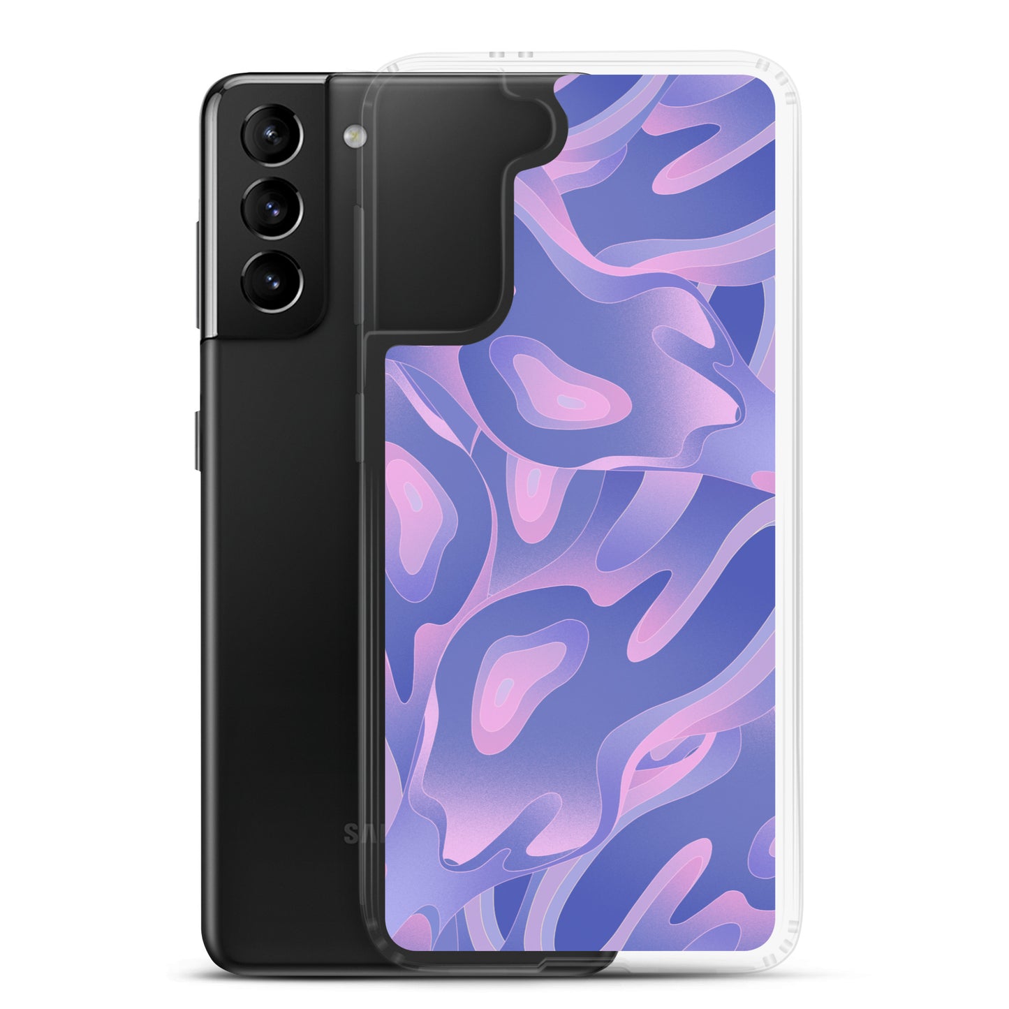 Abstract Samsung phone case, purple/violet waves