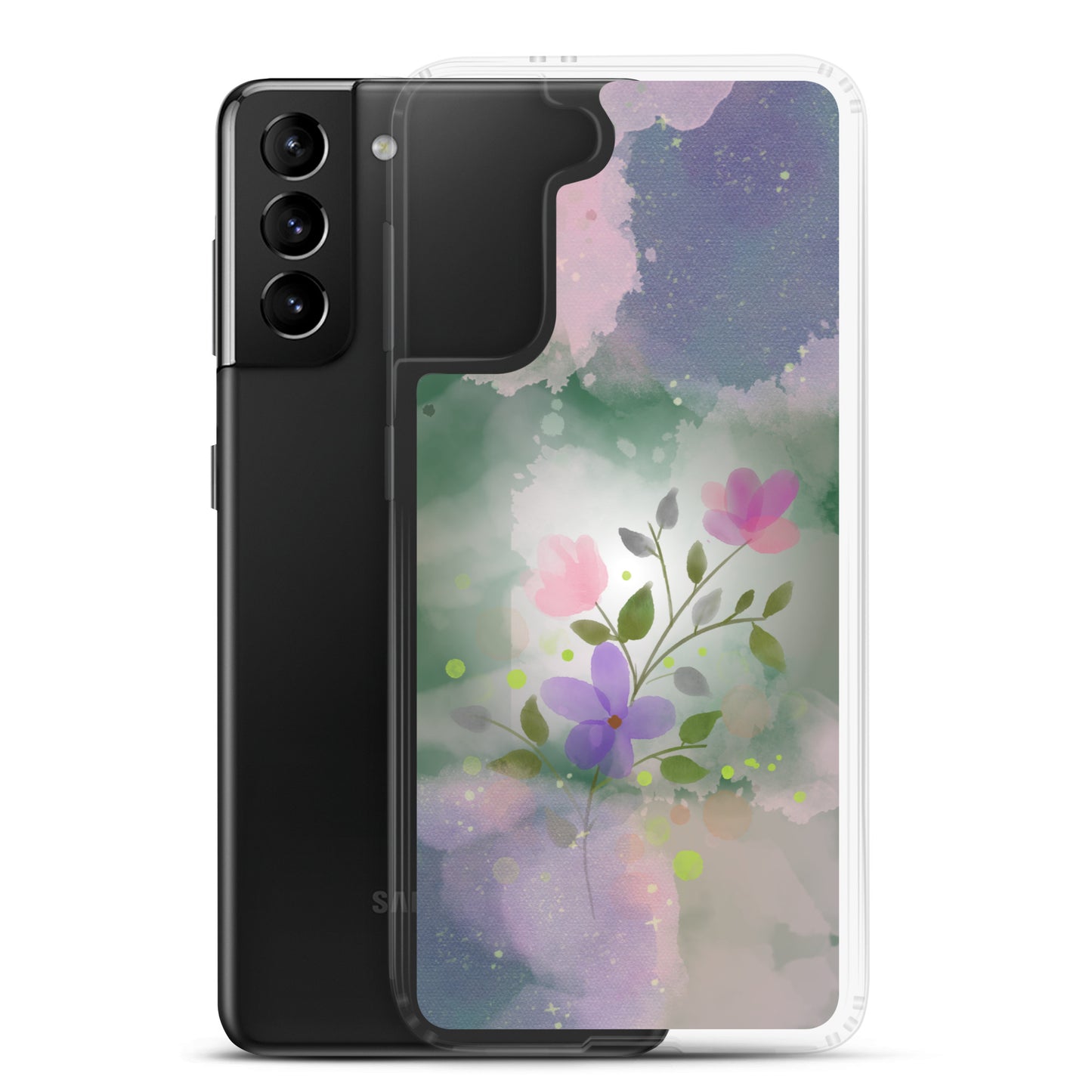 abstract Samsung phone case, flowers on mixed colour Bg