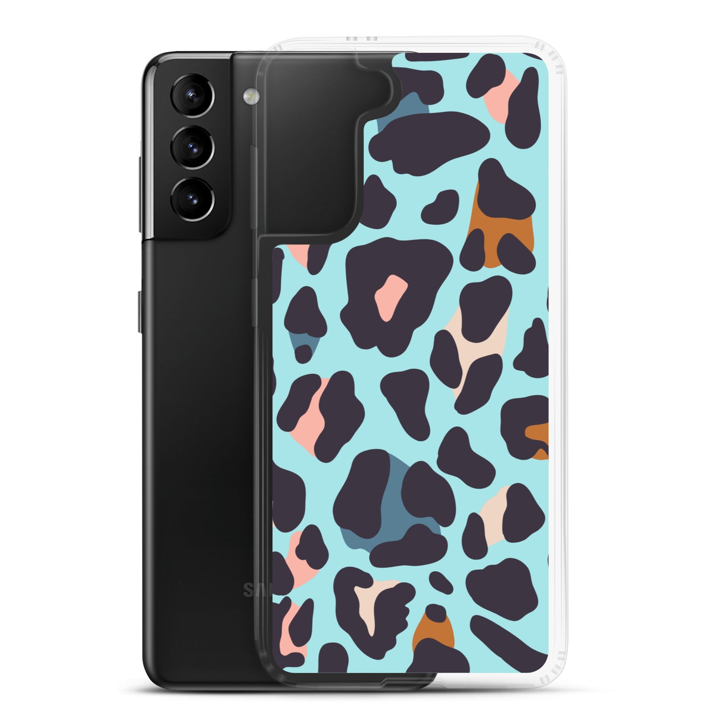 abstract Samsung phone case blue leopard print