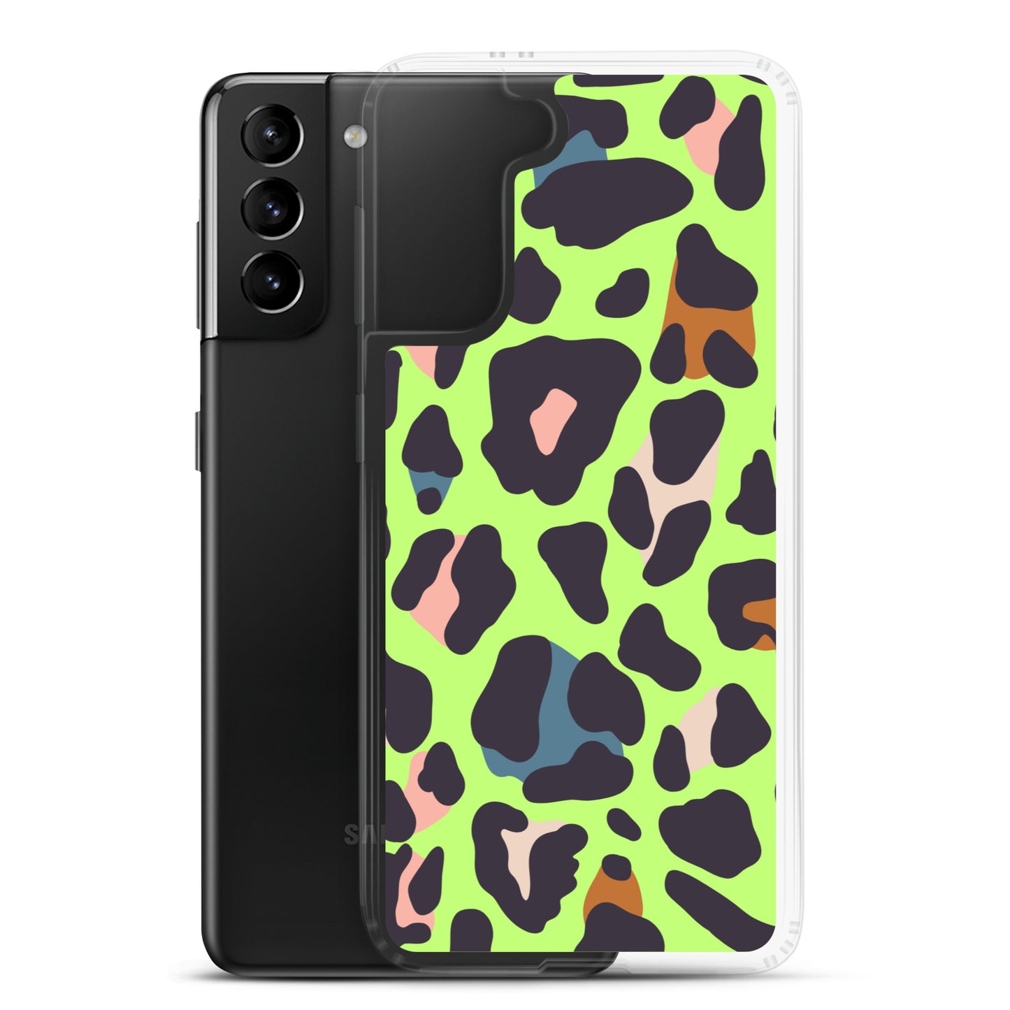 abstract Samsung phone case green leopard print