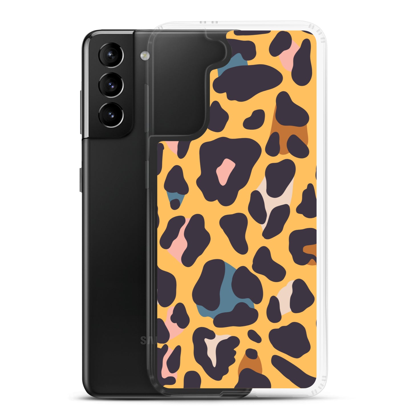 abstract Samsung phone case orange leopard print