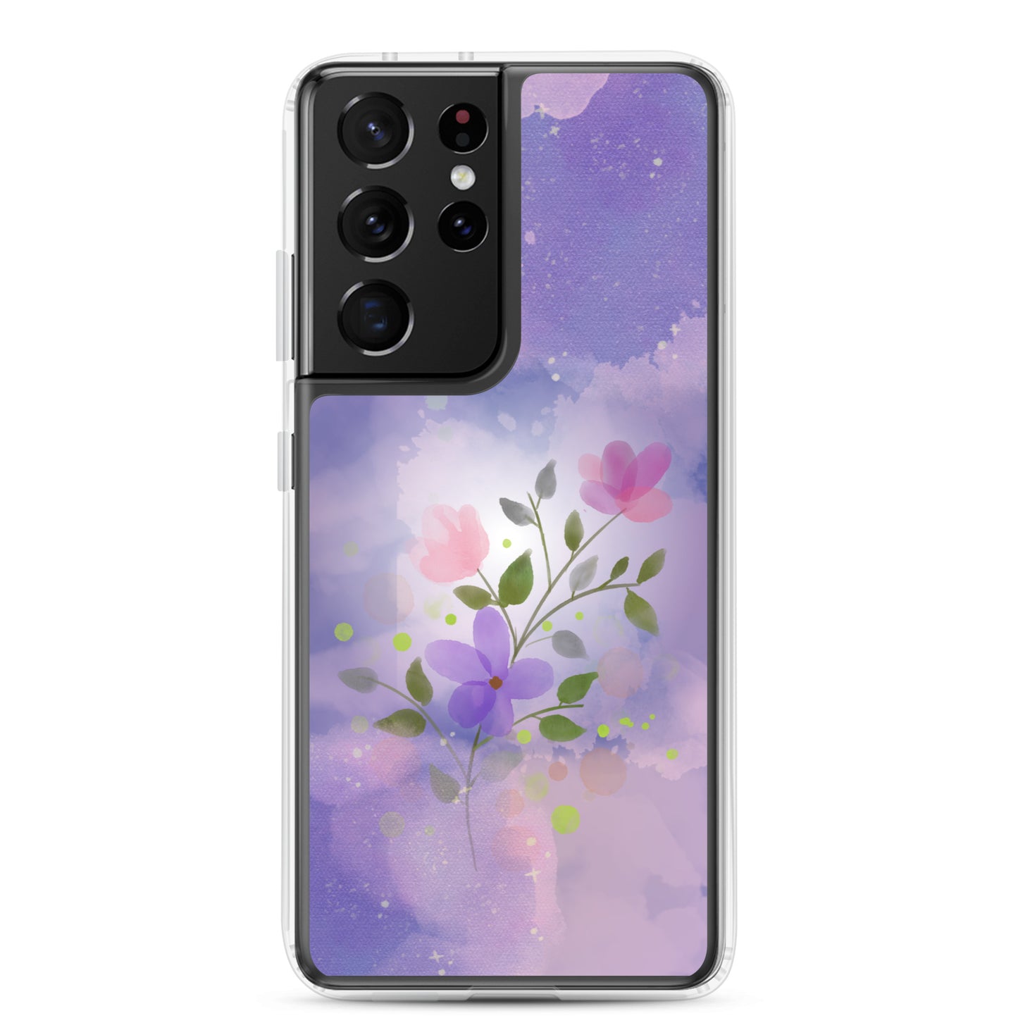 abstract Samsung phone case, flowers on a lilac Bg