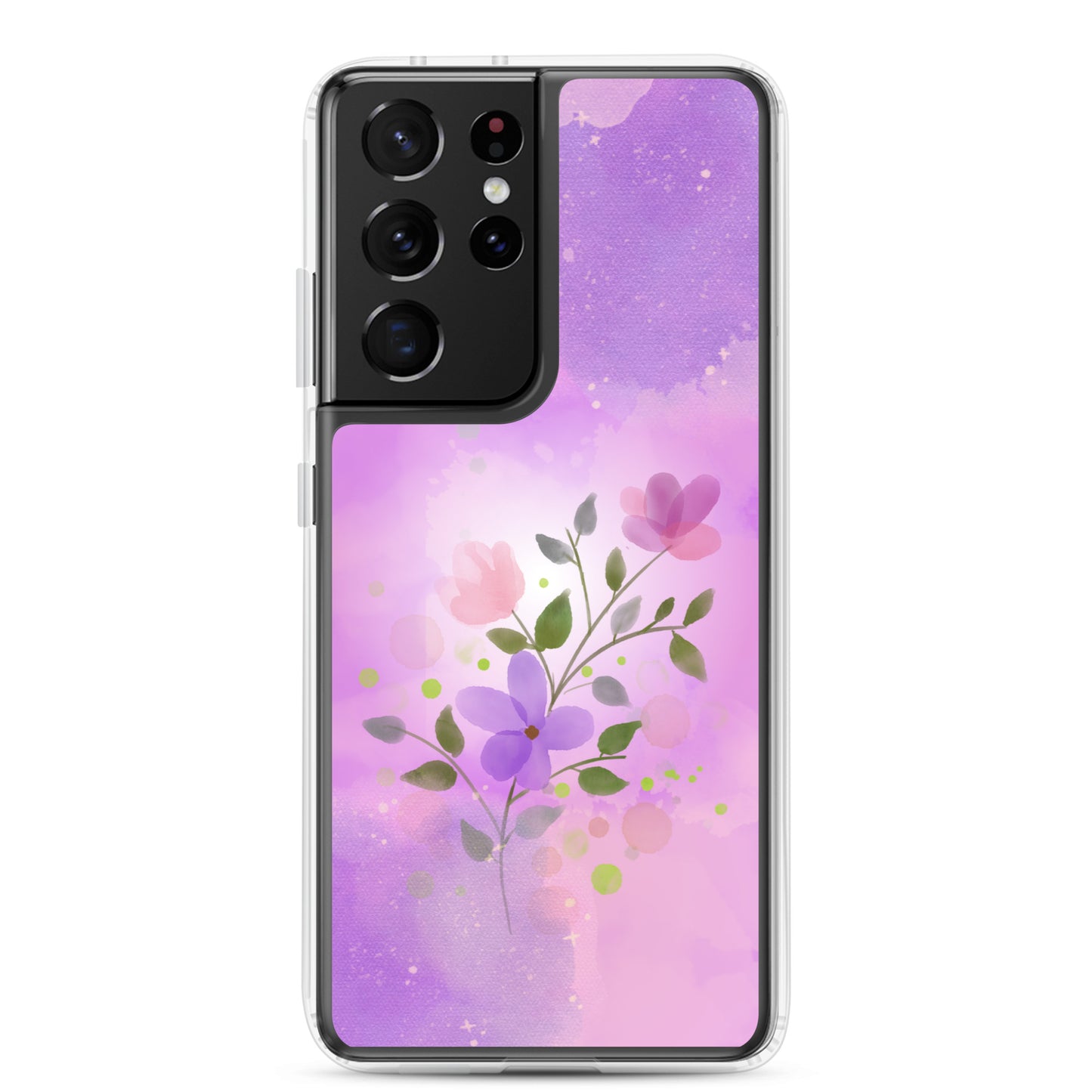 abstract Samsung phone case, flowers on pink Bg