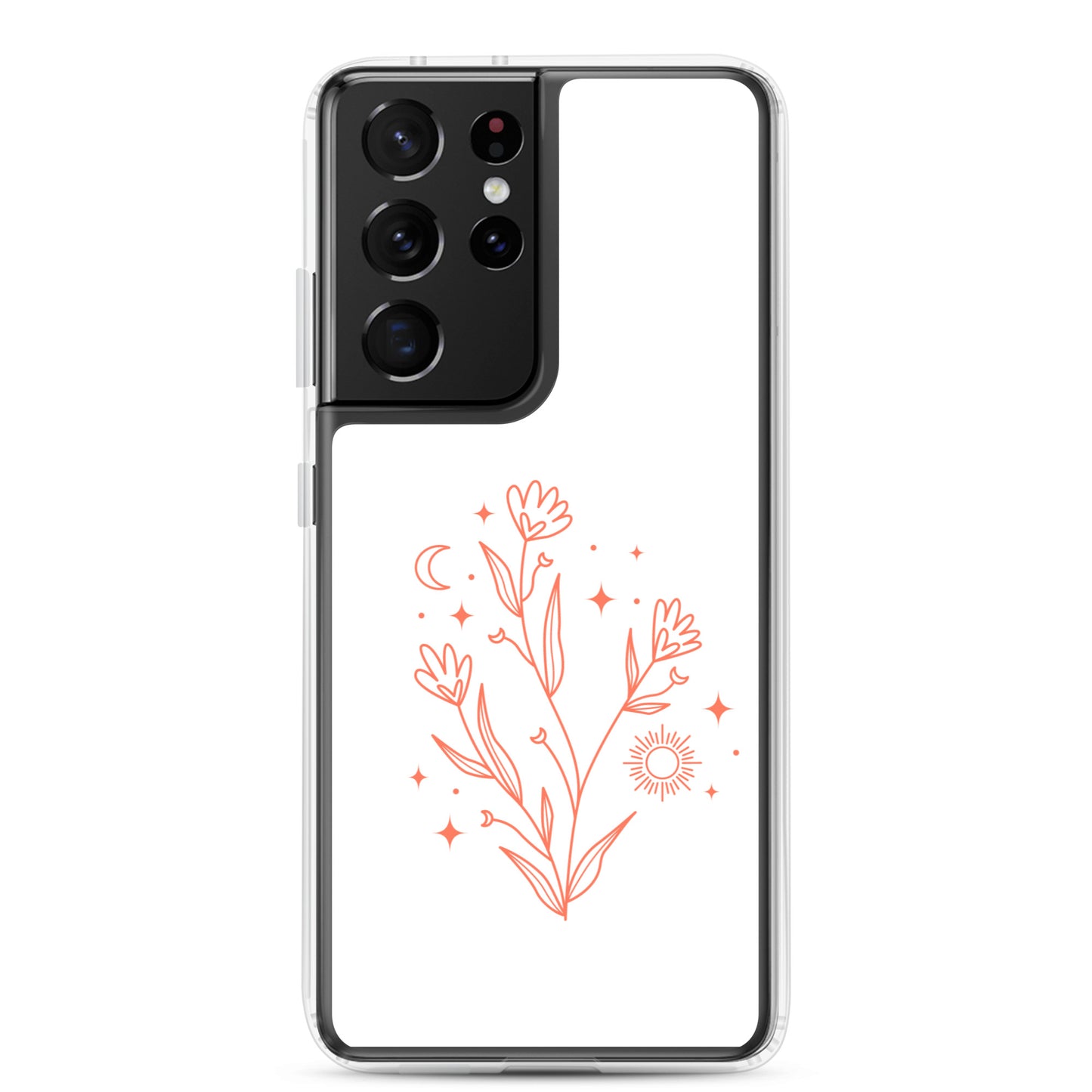 abstract Samsung phone case flowers on white Bg