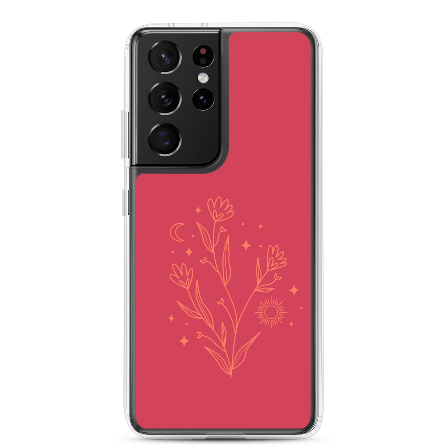 abstract Samsung phone case flowers on red Bg