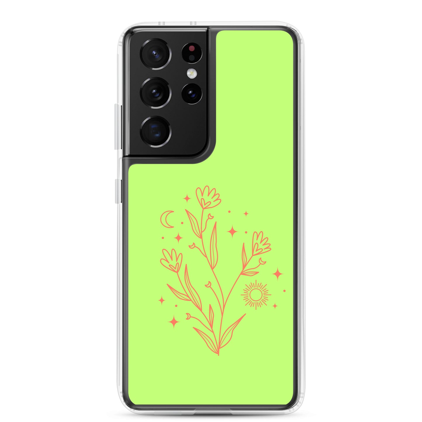 abstract Samsung phone case on a light green Bg