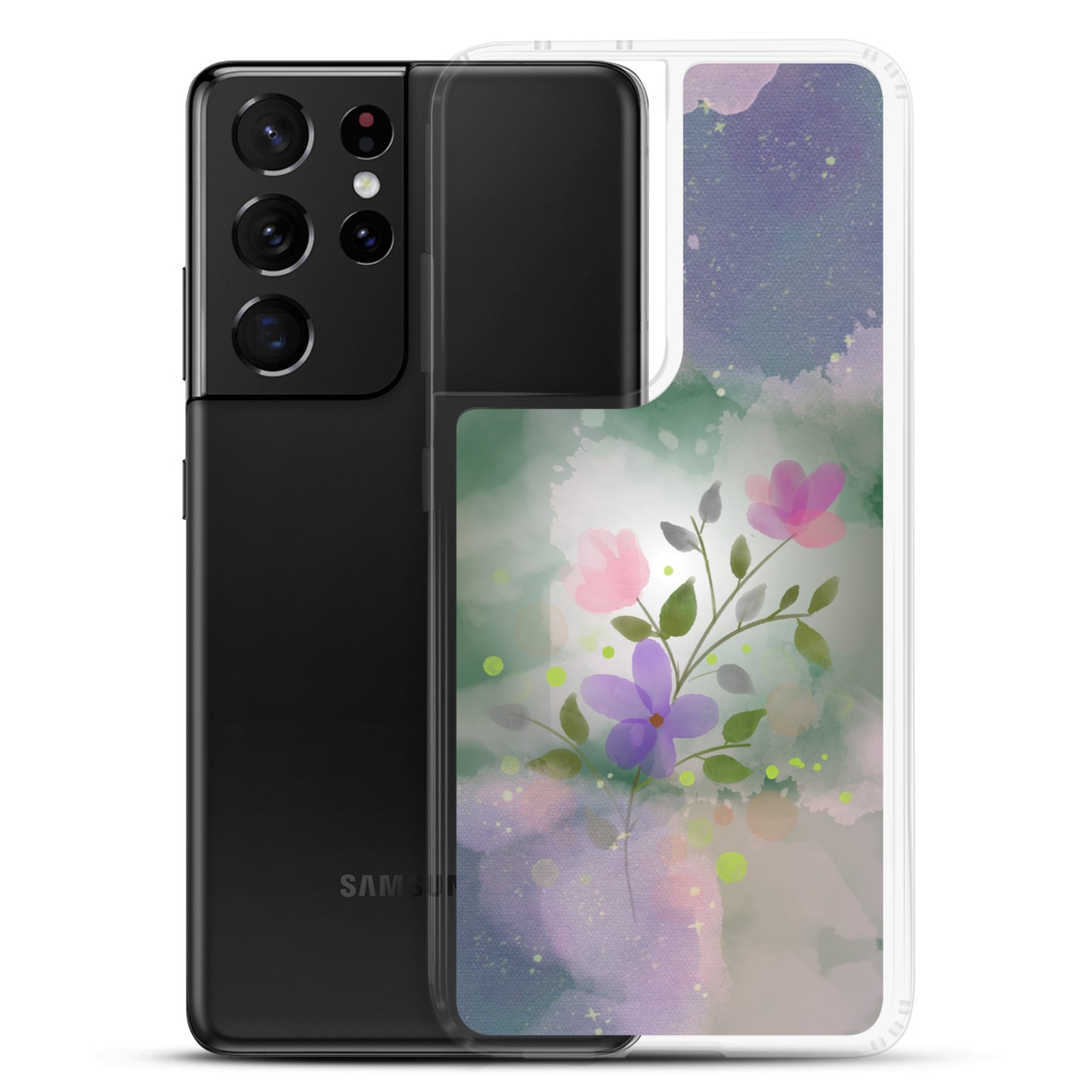 abstract Samsung phone case, flowers on mixed colour Bg