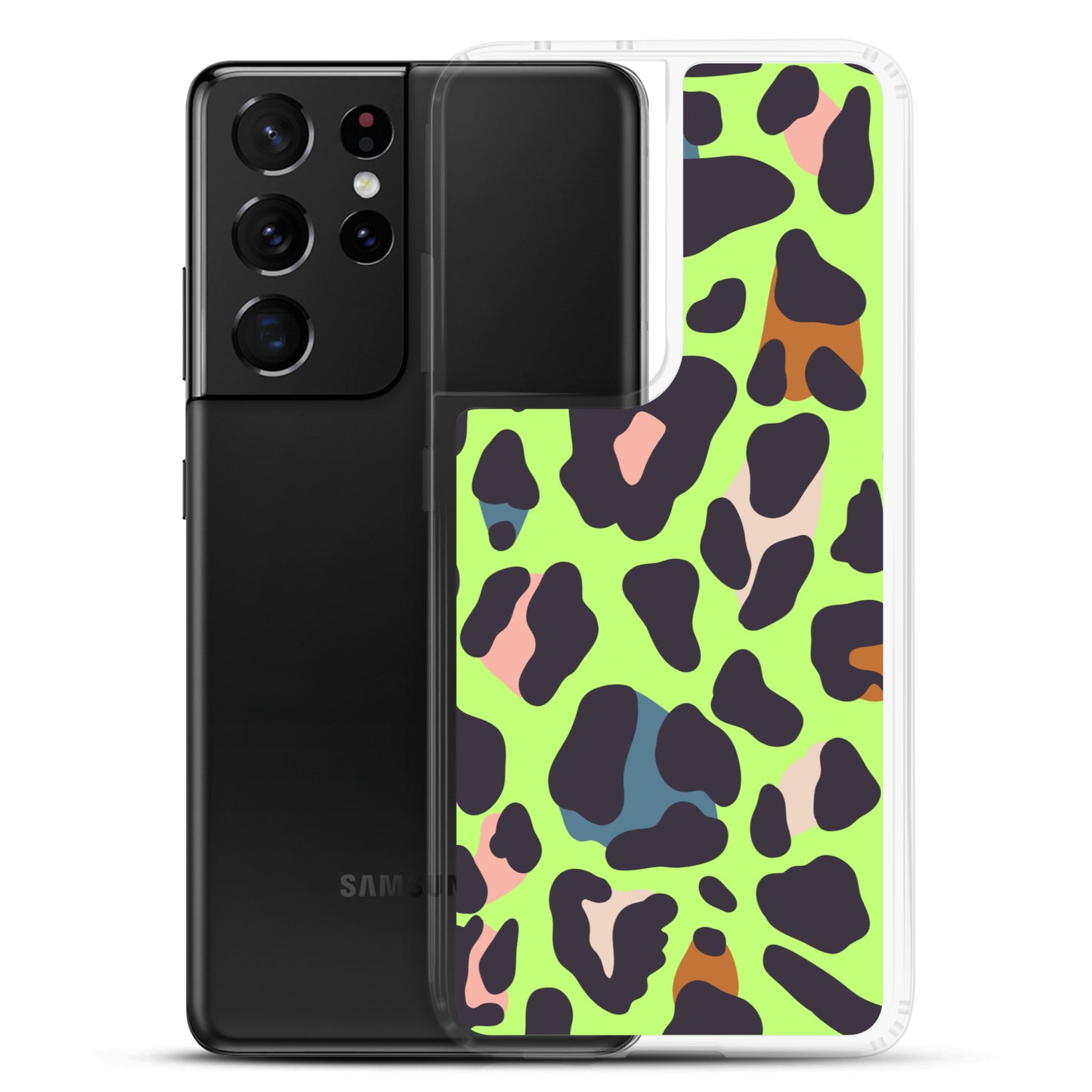 abstract Samsung phone case green leopard print