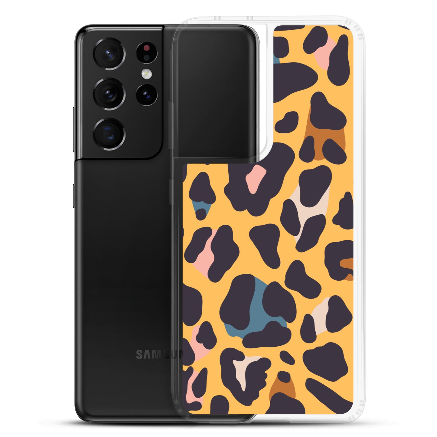 abstract Samsung phone case orange leopard print