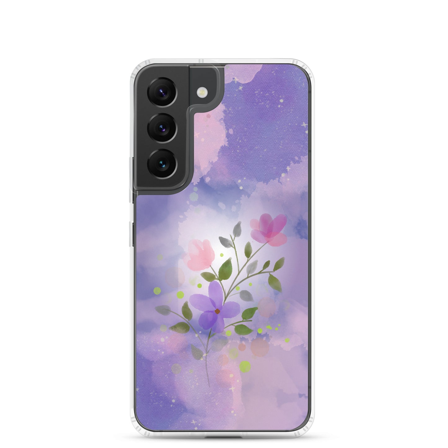 abstract Samsung phone case, flowers on a lilac Bg