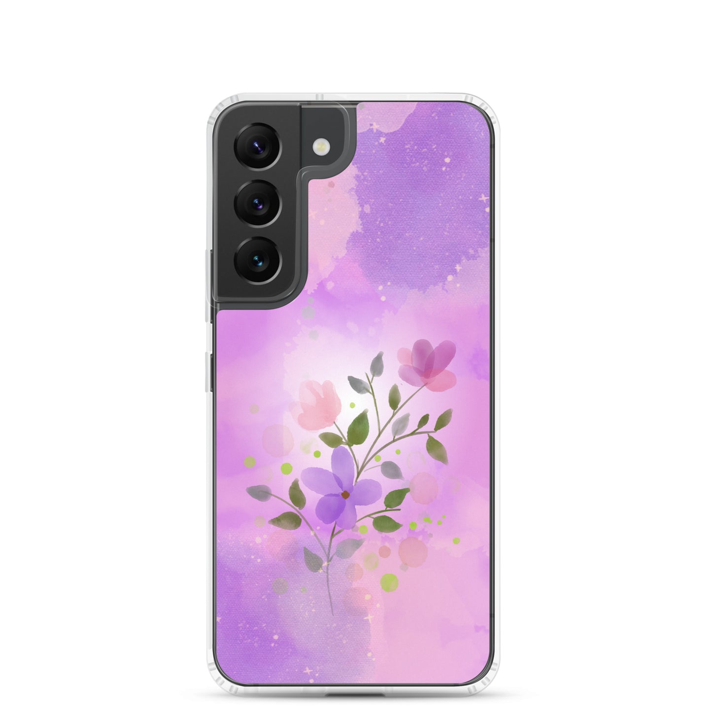 abstract Samsung phone case, flowers on pink Bg