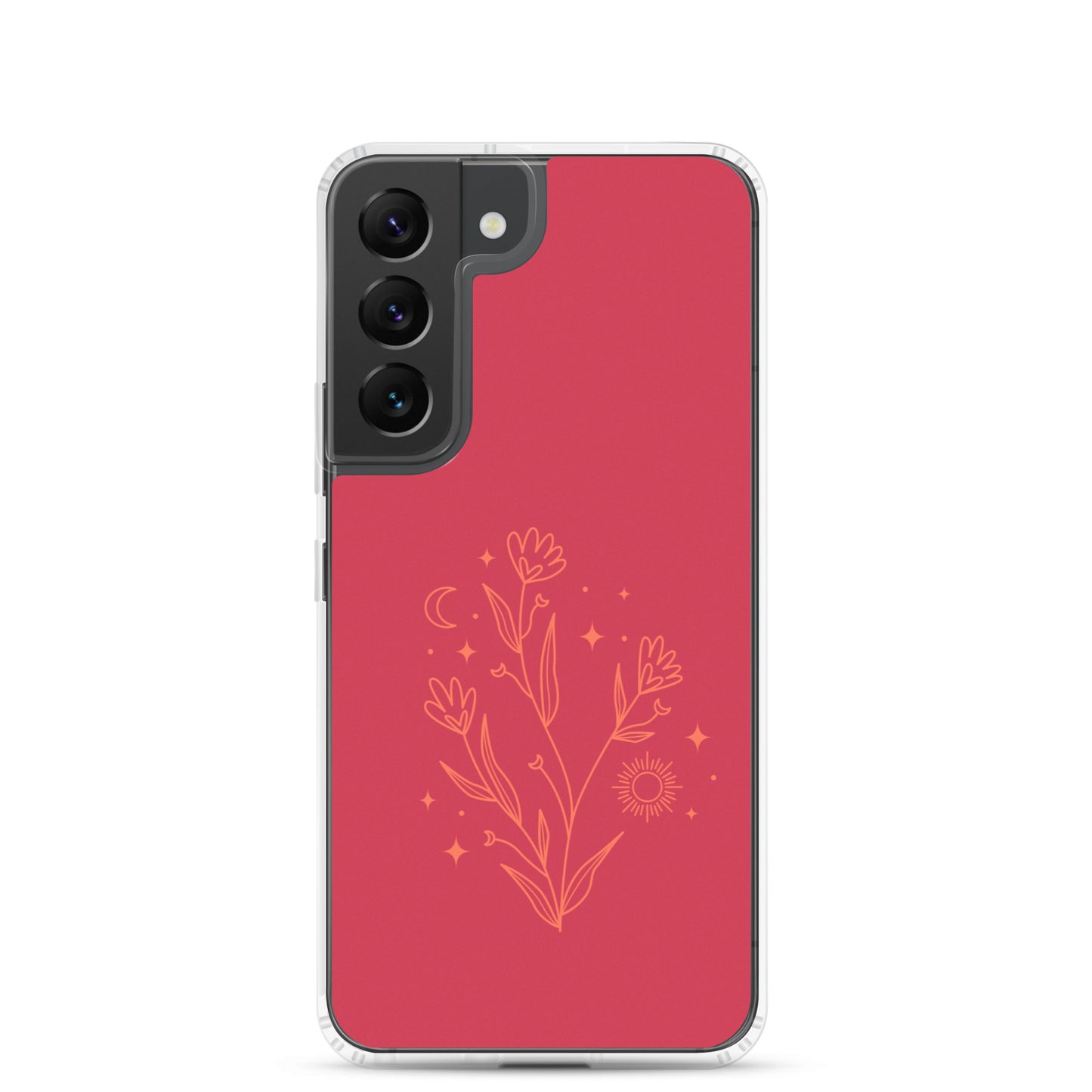 abstract Samsung phone case flowers on red Bg