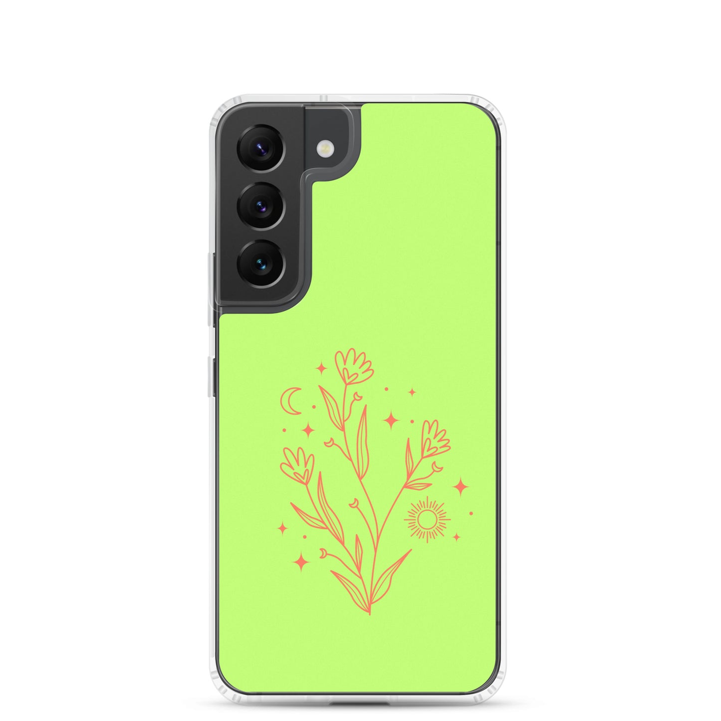 abstract Samsung phone case on a light green Bg